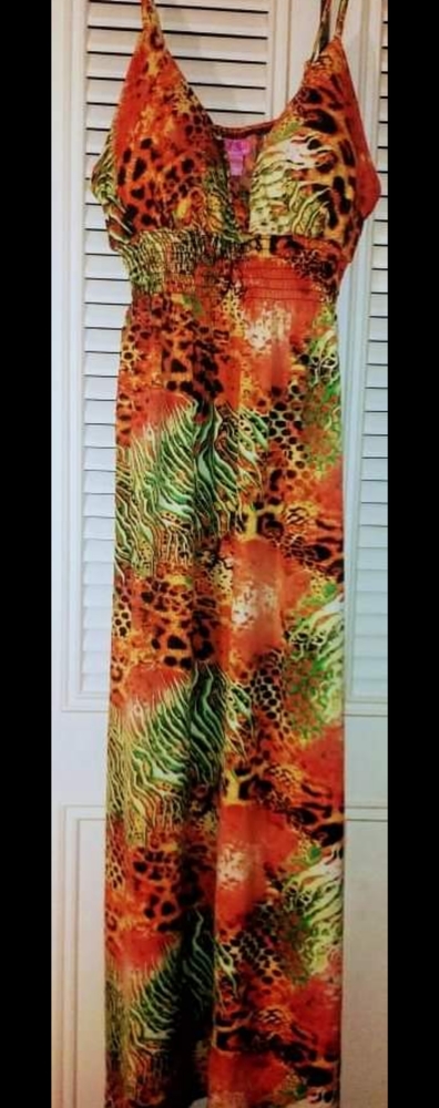 Orange and Black Tiger Print Maxi Sun Dress